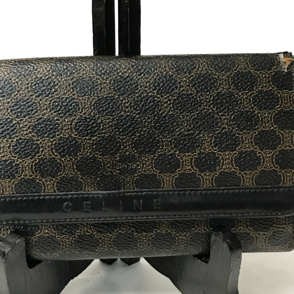 Celine Macadom Black & Brown Long Continental Wallet Vintage GUC - Picture 1 of 11